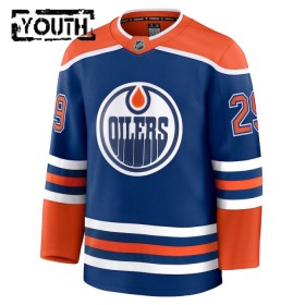 Barn Ishockey Edmonton Oilers tröja Fanatics Premium Leon Draisaitl 2024-25 Blå Hemma
